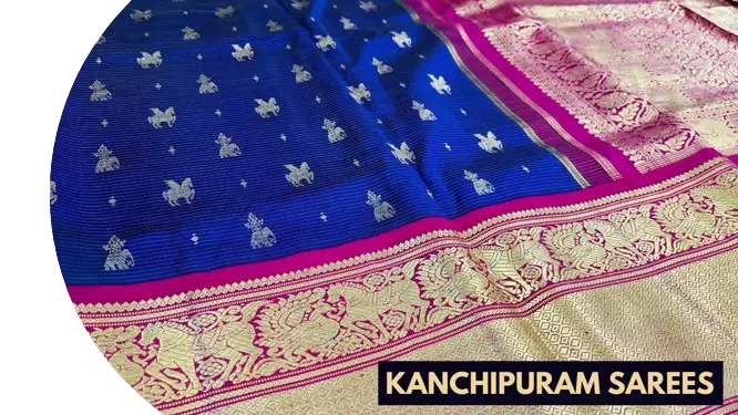 Kanchipuram Oosi Saree that has beautiful horse and elephant butta all over body